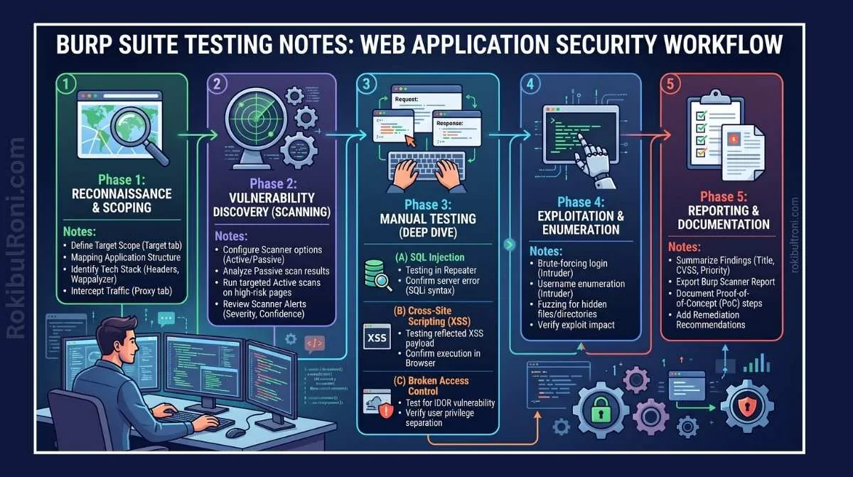 Burp Suite workflow notes for authorized web application security testing