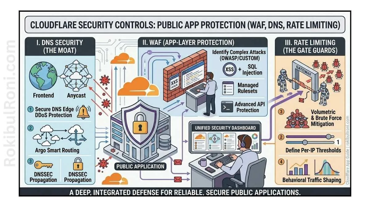 Cloudflare edge security controls for public applications