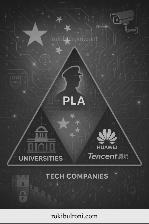China’s cyber strategy showing PLA, universities, and private tech collaboration