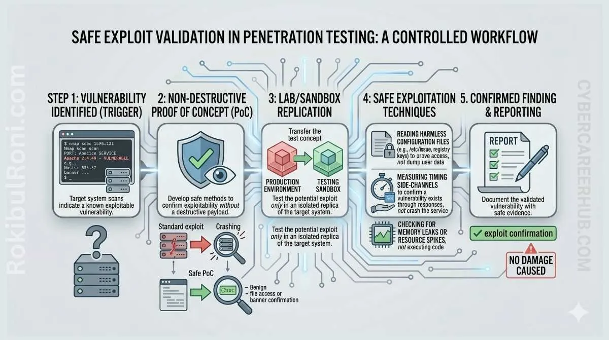 Safe exploit validation workflow for penetration testing reports