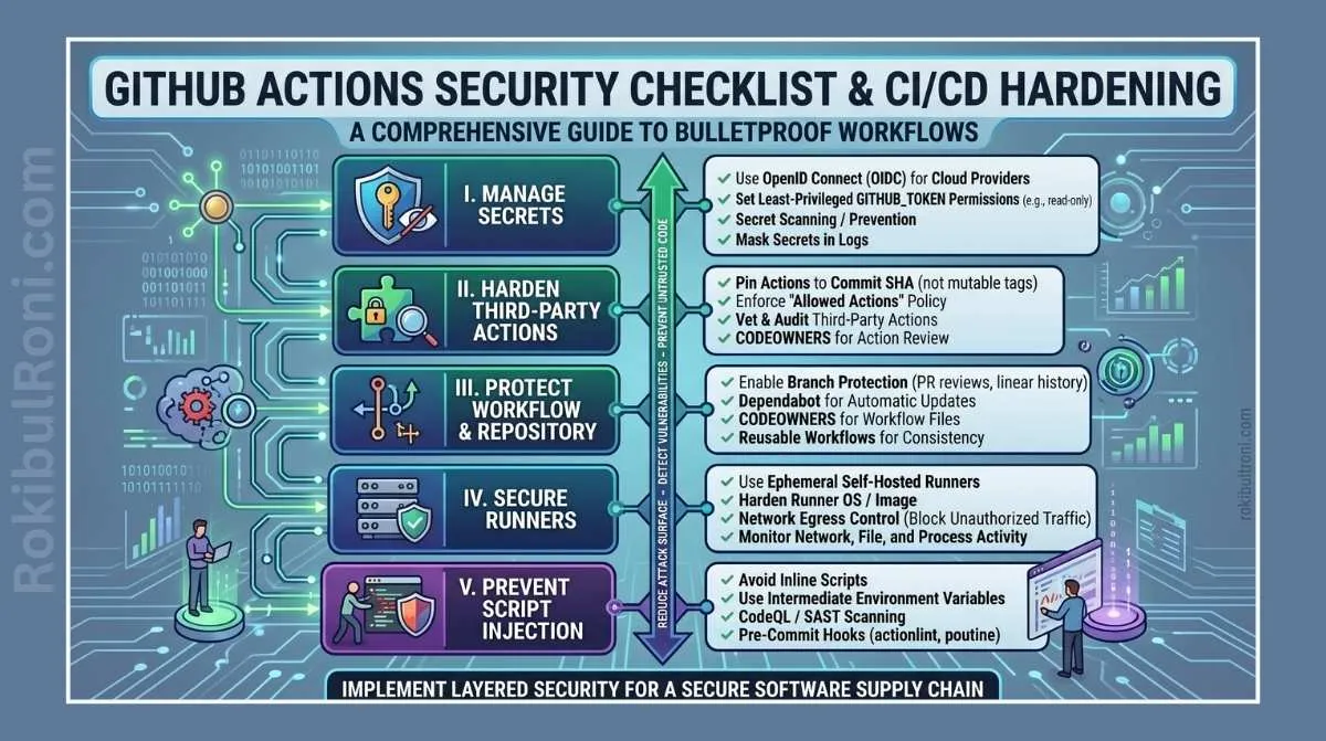 GitHub Actions CI/CD security hardening checklist for development teams