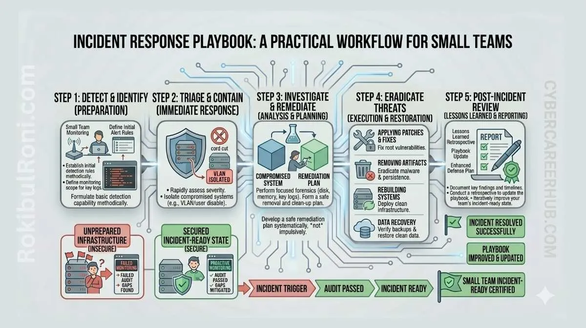 Incident response playbook workflow for small cybersecurity teams