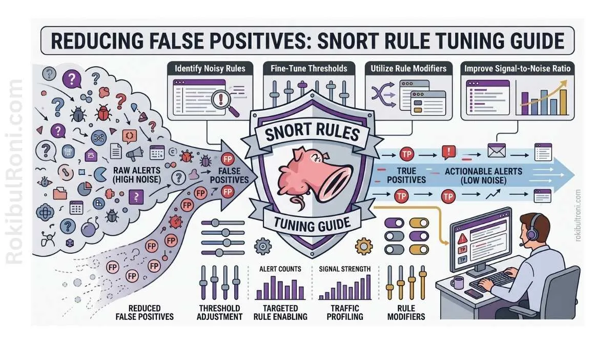 SNORT IDS rule tuning workflow for reducing false positives